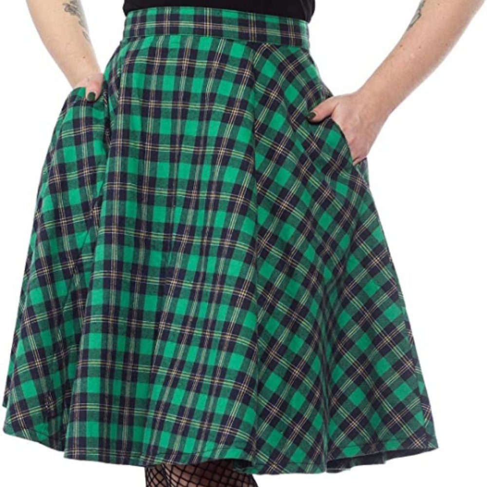 Sourpuss Plaid Bonnie Skirt Green